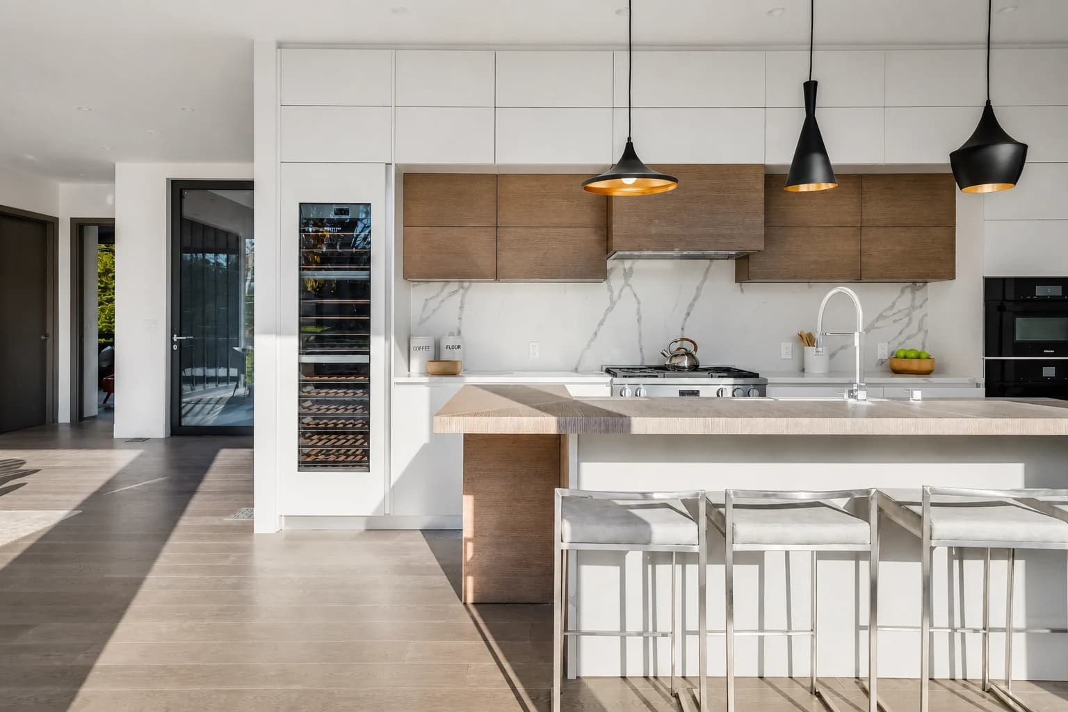 Bright modern kitchen with large island
